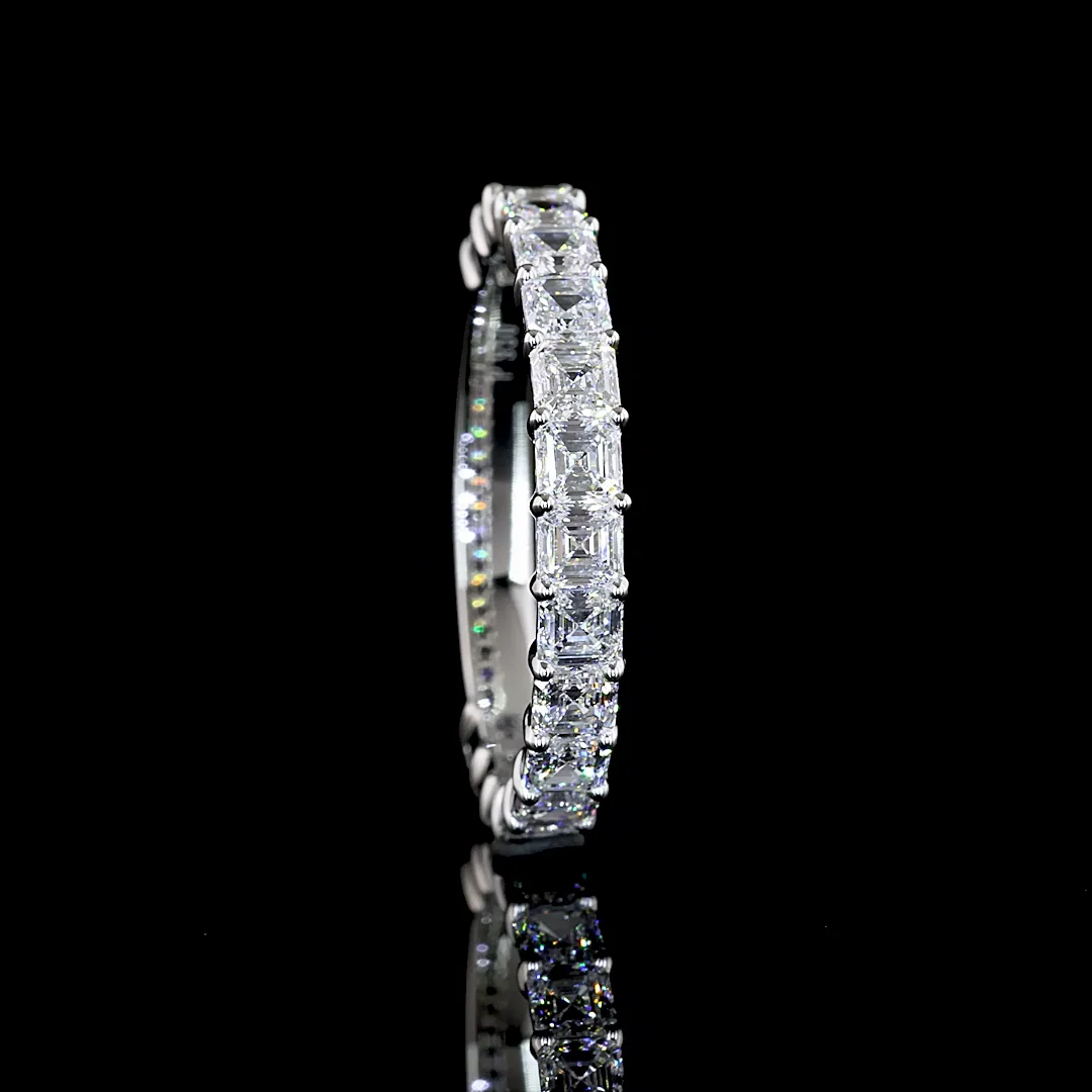 1.76 Cts Platinum Asscher Shape 3/4 Band Eternity Band - Image 2