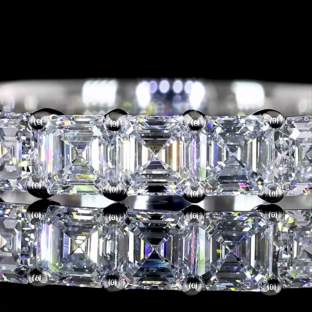 1.76 Cts Platinum Asscher Shape 3/4 Band Eternity Band - Image 3