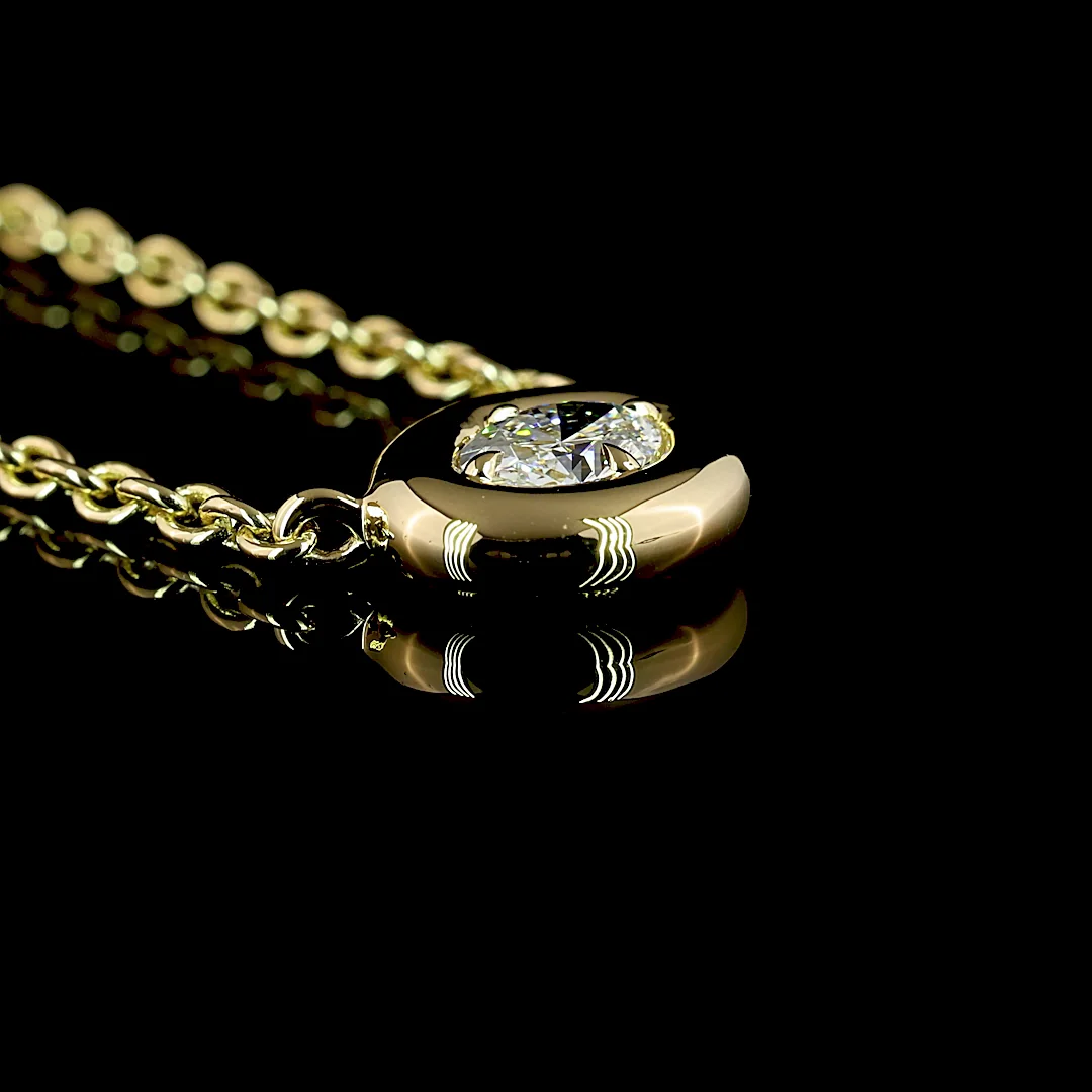 0.25 Cts 14k Yellow Gold Oval Shape Solitaire Pendant - Image 2