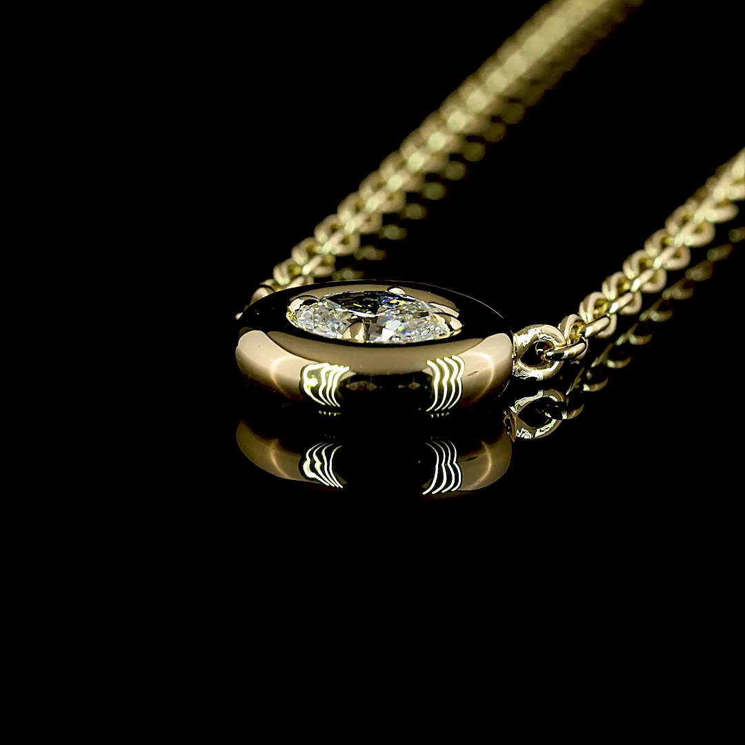 0.25 Cts 14k Yellow Gold Oval Shape Solitaire Pendant - Image 4