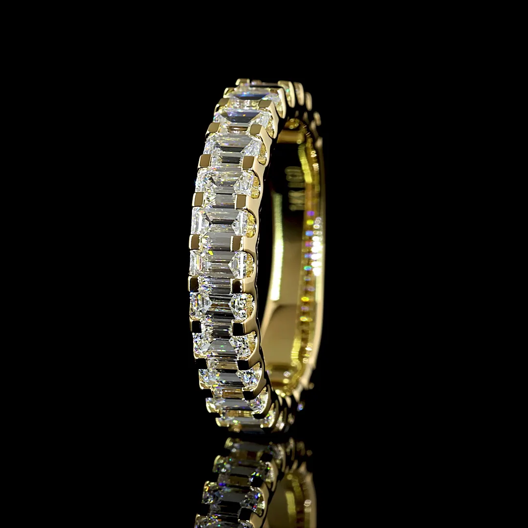1.9 Cts 14k Yellow Gold Emerald Shape 3/4 Band Eternity Band - Image 4