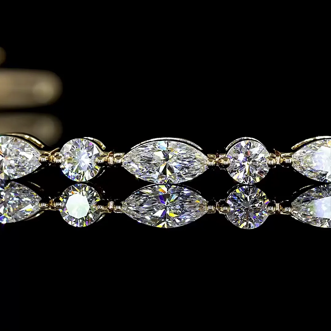 3.34 Cts 14k Yellow Gold Mix Shape Station Bracelet - Image 2