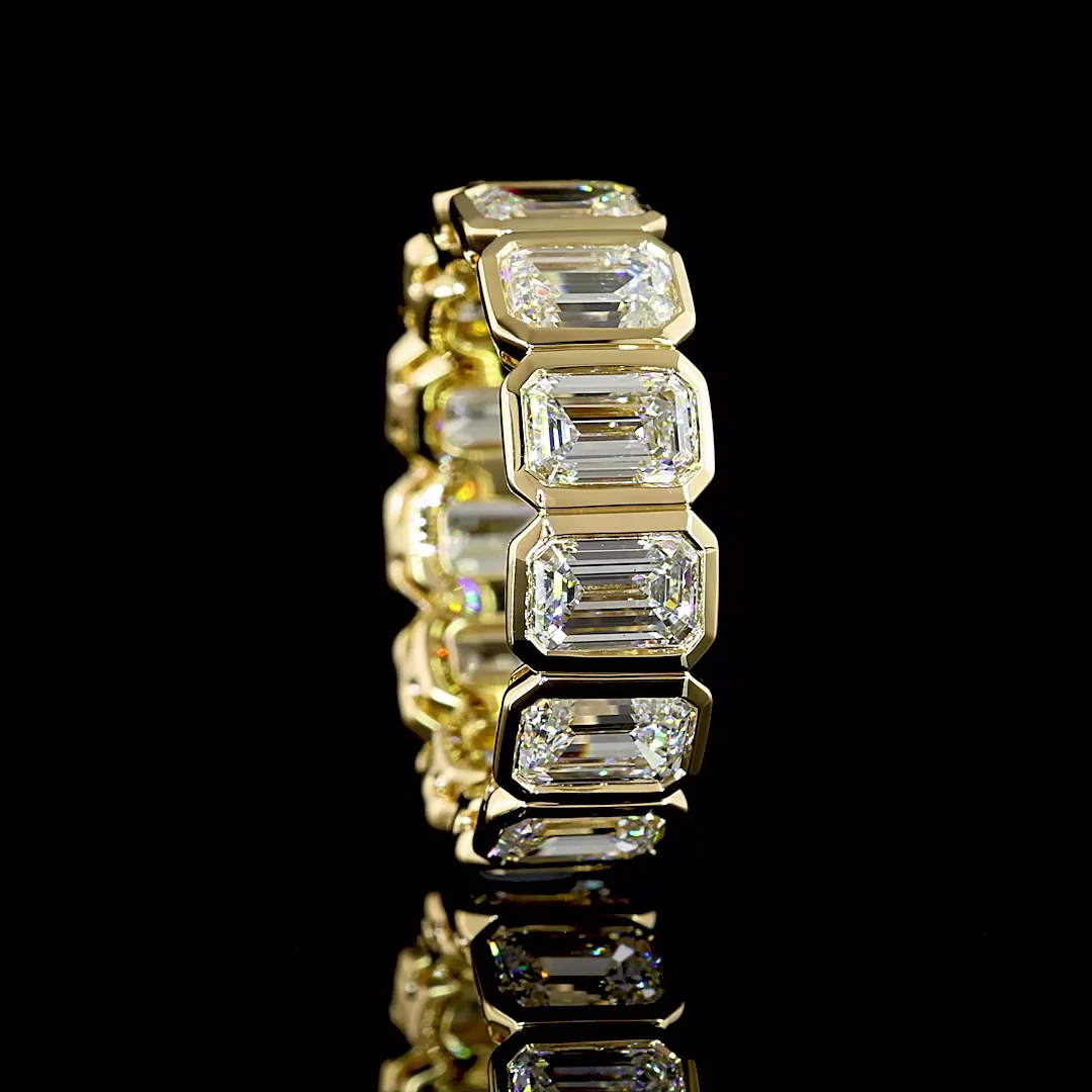 7.29 Cts 14k Yellow Gold Emerald Shape Eternity Band Eternity Band - Image 2
