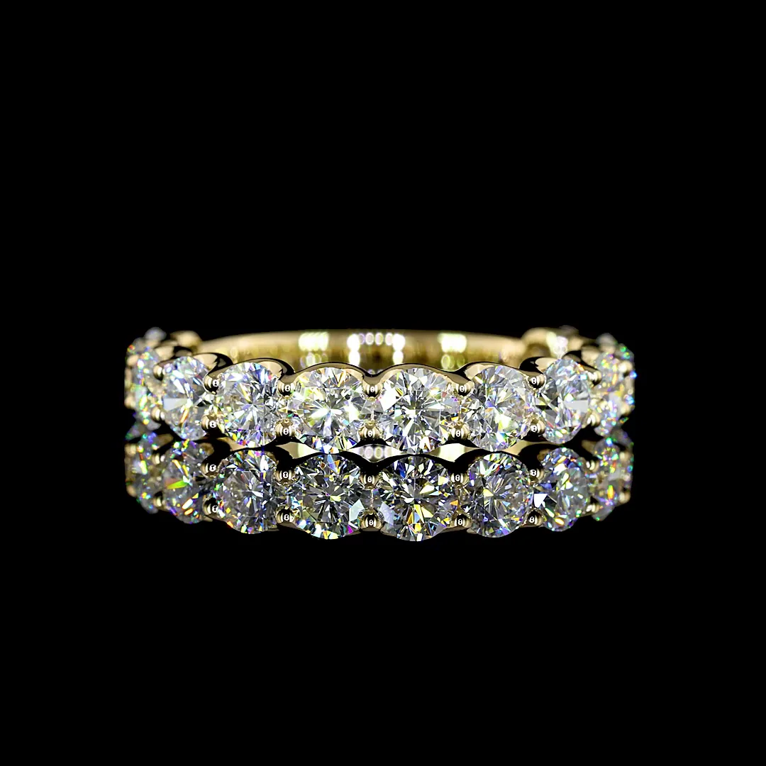 1.63 Cts 14k Yellow Gold Round Shape 3/4 Band Eternity Band - Video