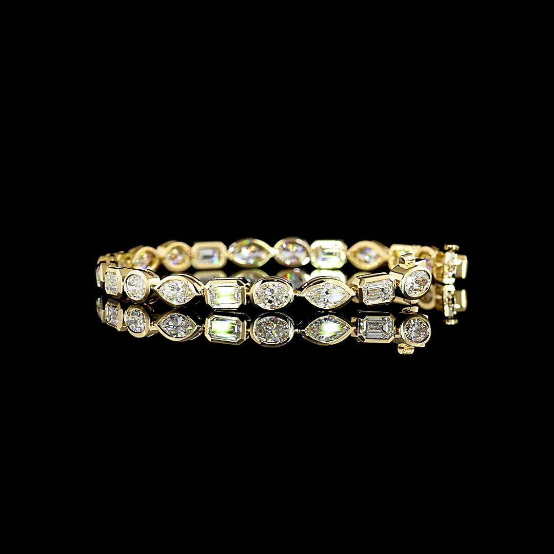 9.63 Cts 14k Yellow Gold Mix Shape Tennis Bracelet - Image 3