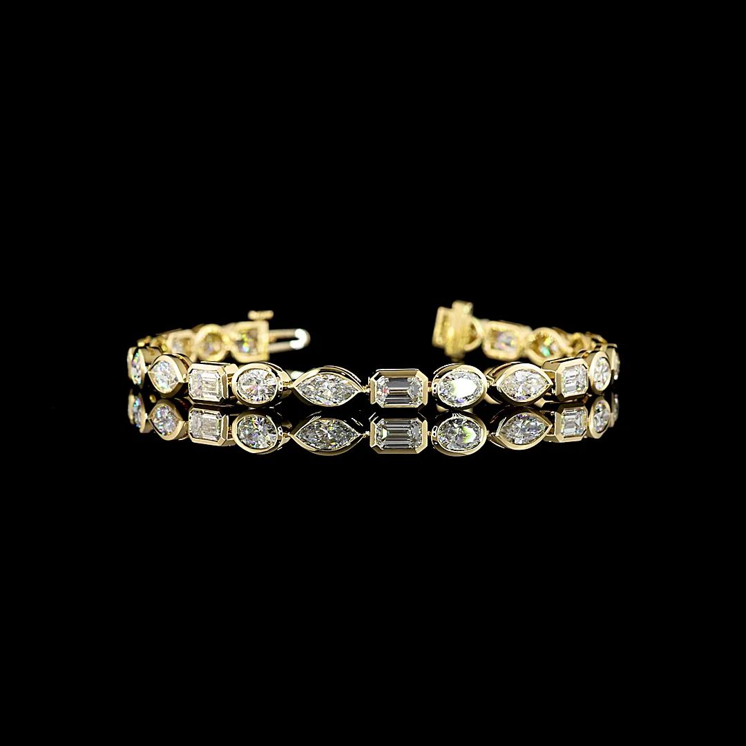 9.63 Cts 14k Yellow Gold Mix Shape Tennis Bracelet - Video
