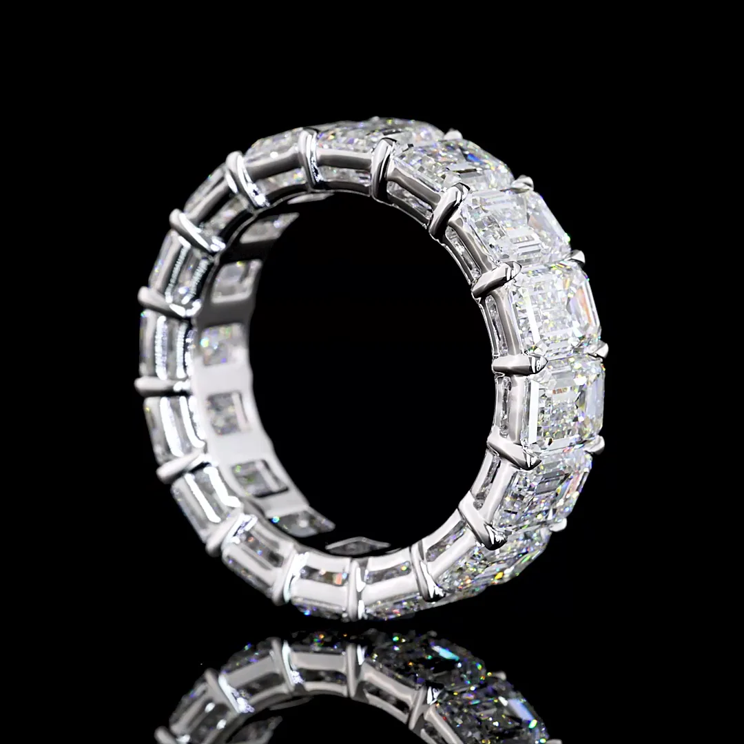 11.22 Cts 14k White Gold Emerald Shape Eternity Band Eternity Band - Image 2