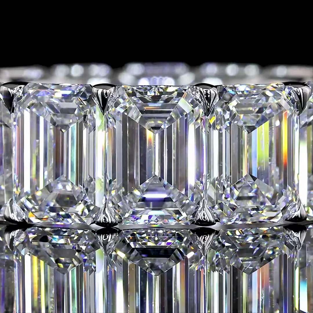 11.22 Cts 14k White Gold Emerald Shape Eternity Band Eternity Band - Image 3