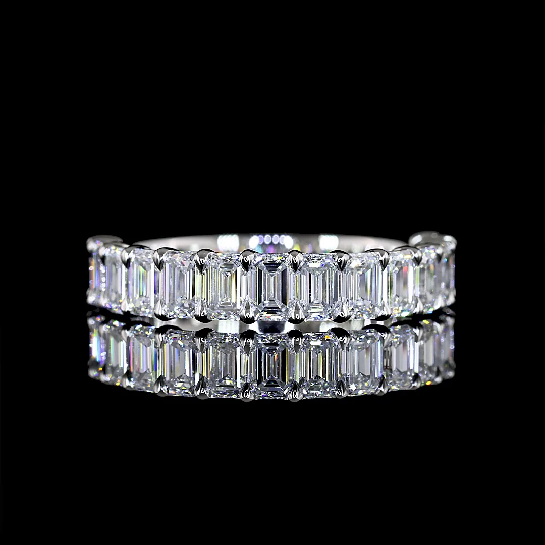 1.86 Cts Platinum Emerald Shape Half Eternity Eternity Band - Image 3