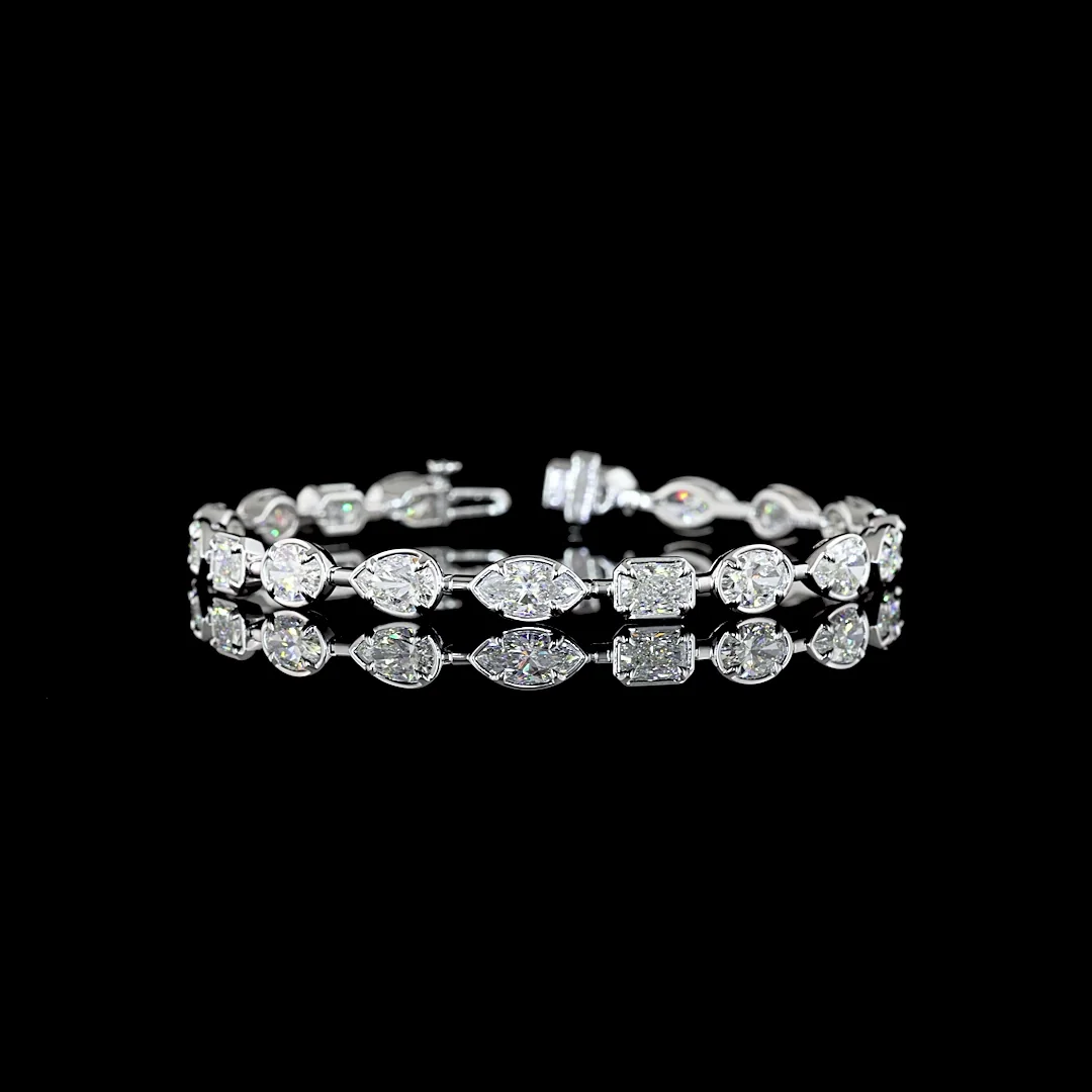 9.68 Cts 14k White Gold Oval Shape Station Bracelet - Video