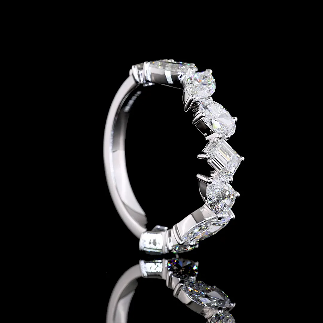 2.87 Cts 14k White Gold Mix Shape 3/4 Band Eternity Band - Image 2