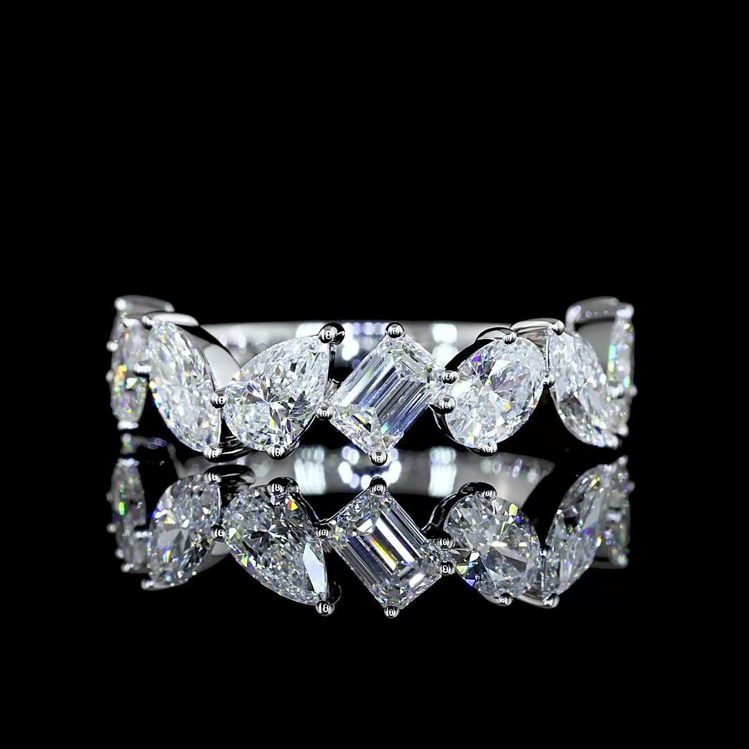 2.87 Cts 14k White Gold Mix Shape 3/4 Band Eternity Band - Video