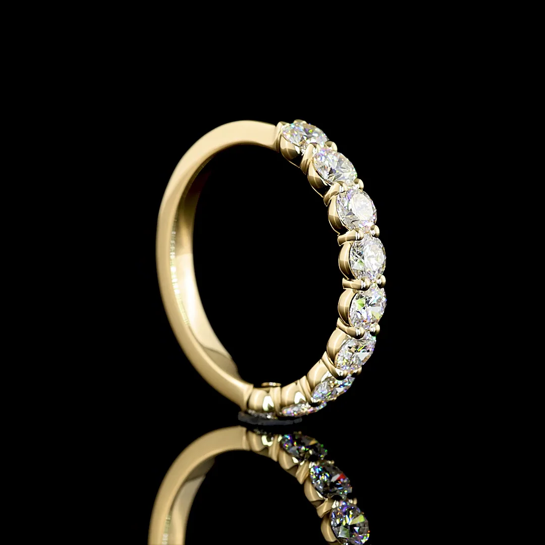 0.98 Cts 14k Yellow Gold Round Shape Half Eternity Eternity Band - Image 2