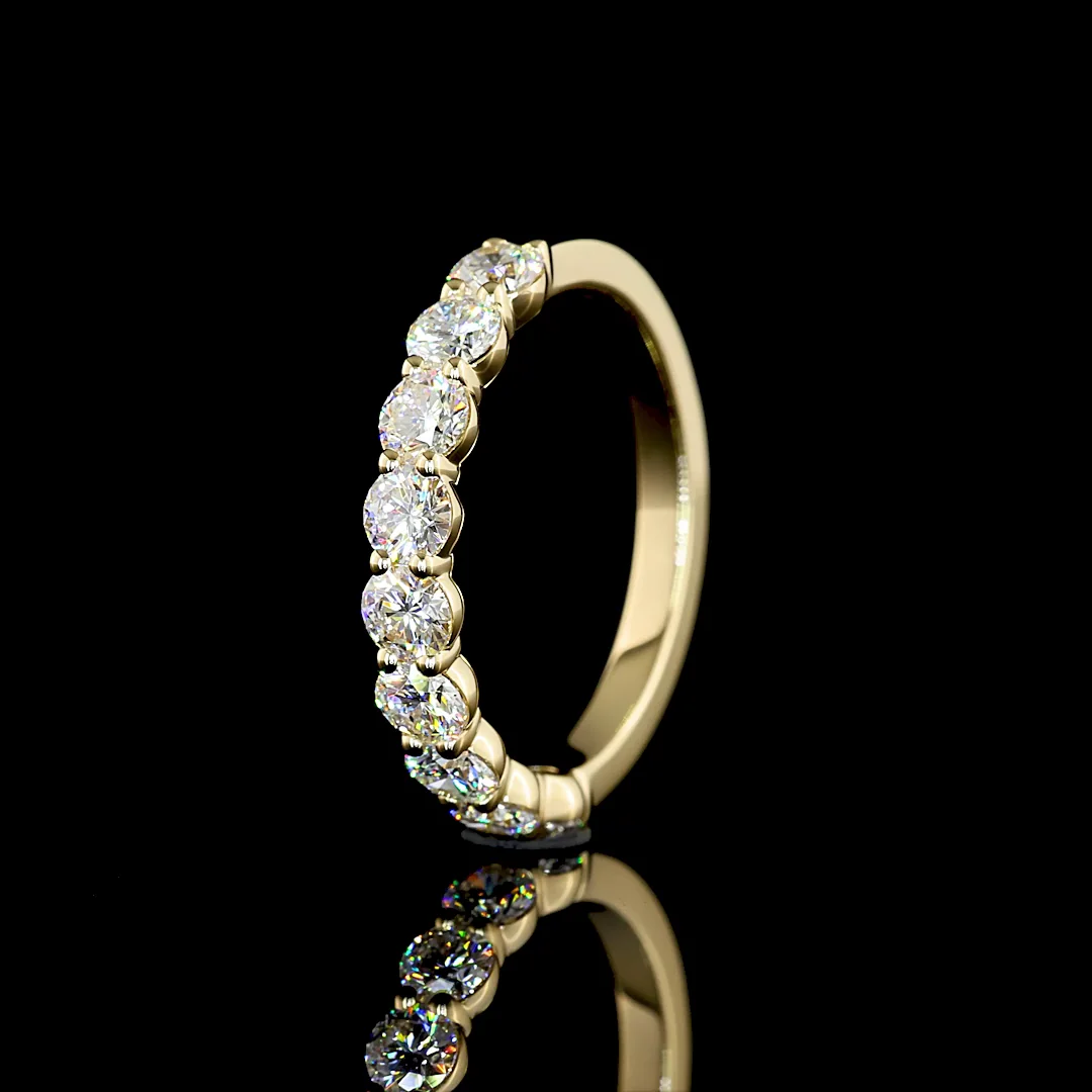 0.98 Cts 14k Yellow Gold Round Shape Half Eternity Eternity Band - Image 4