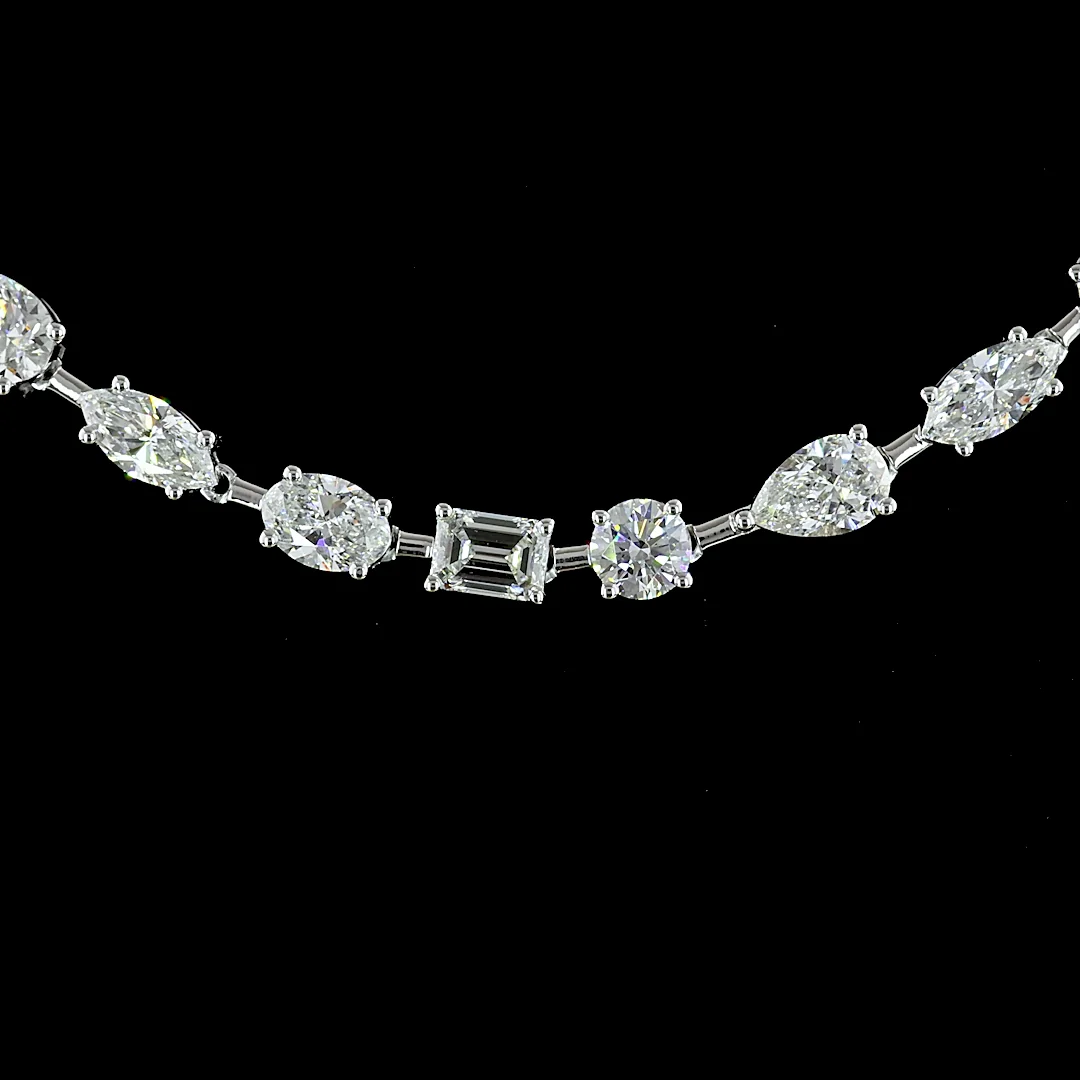 18.44 Cts 14k White Gold Mix Shape Station Necklace - Image 3