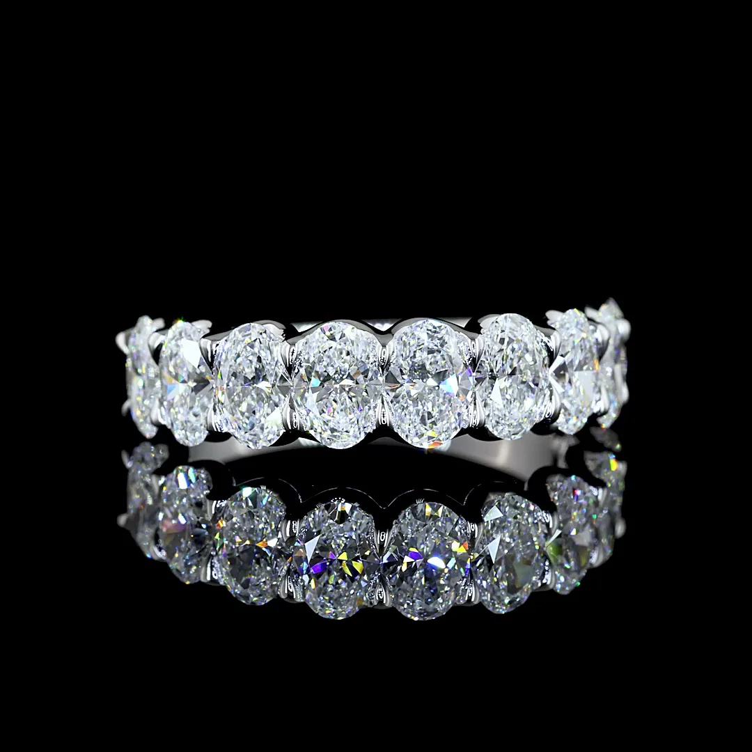 3 Cts 14k White Gold Oval Shape Half Eternity Eternity Band - Video