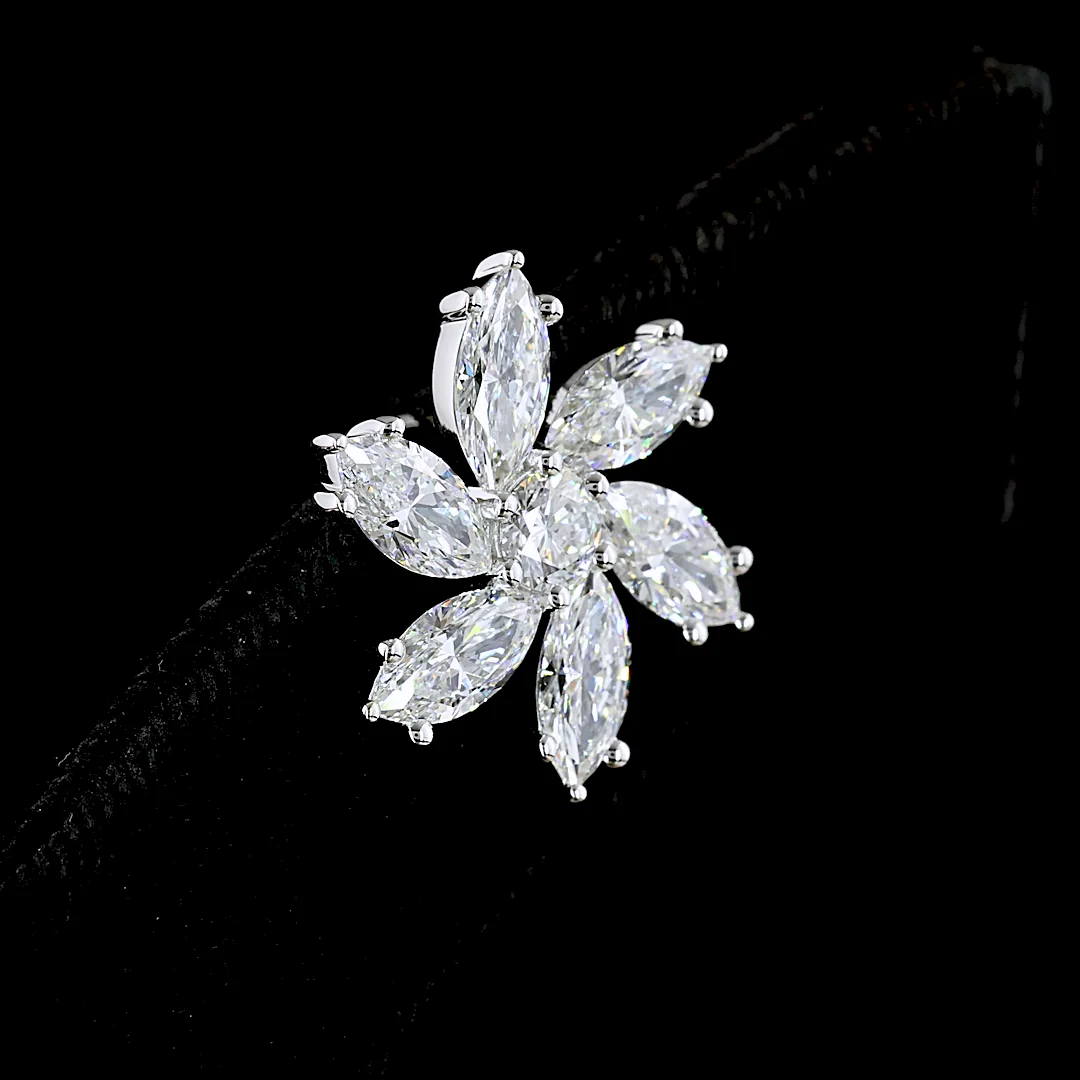 5.89 Cts 14k White Gold Mix Shape Special Earring - Image 4