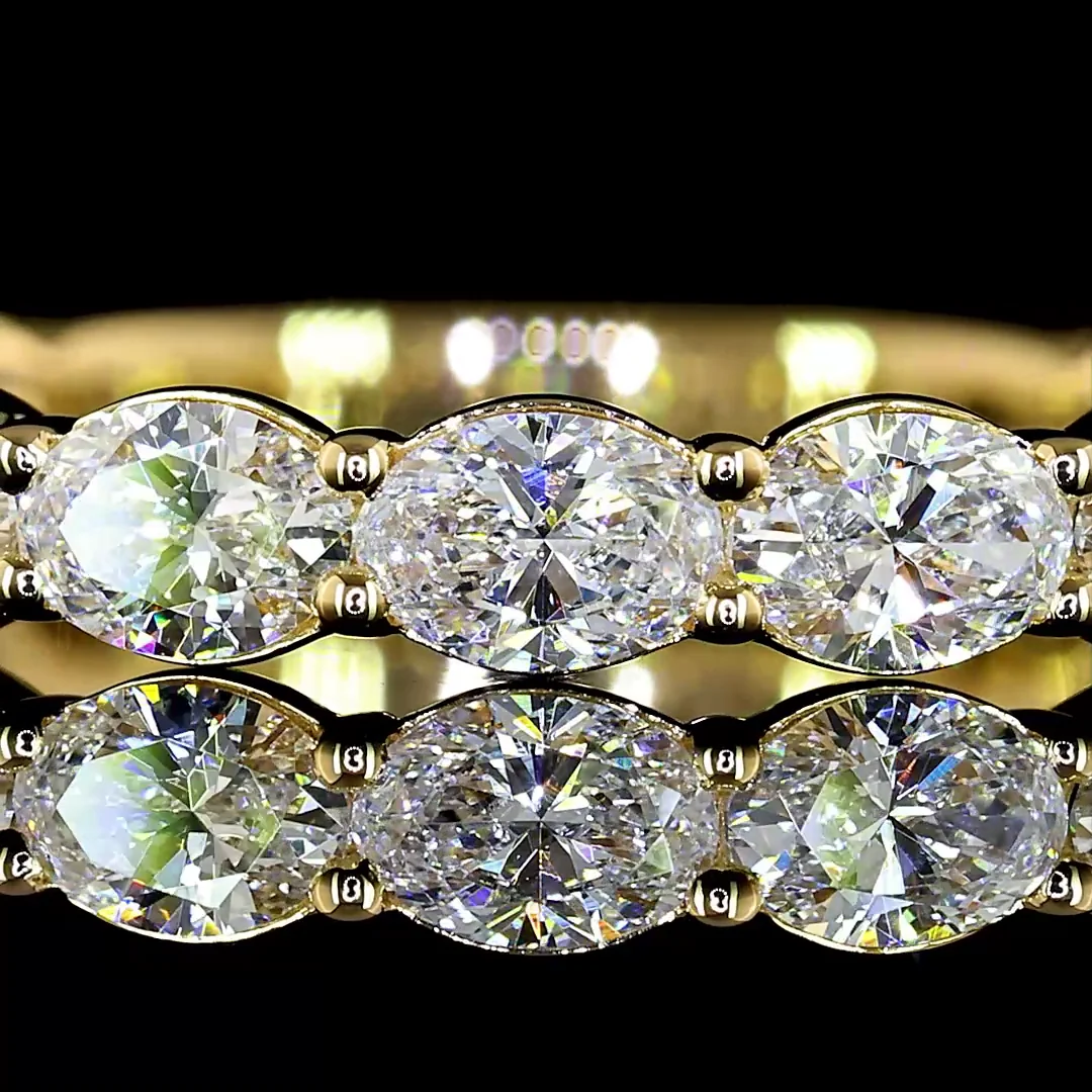 1.12 Cts 18k Yellow Gold Oval Shape 3/4 Band Eternity Band - Image 3