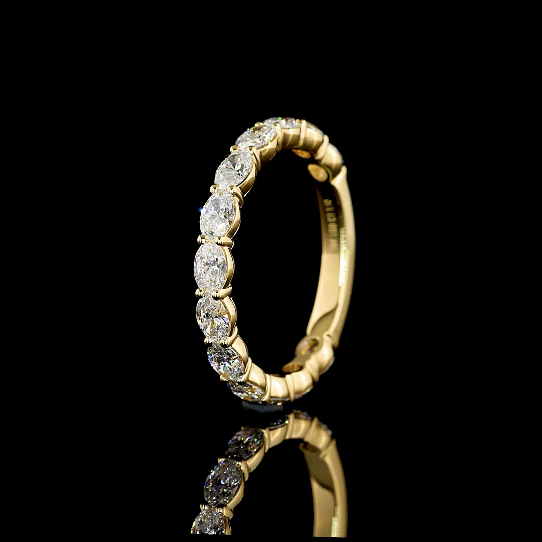 1.12 Cts 18k Yellow Gold Oval Shape 3/4 Band Eternity Band - Image 4