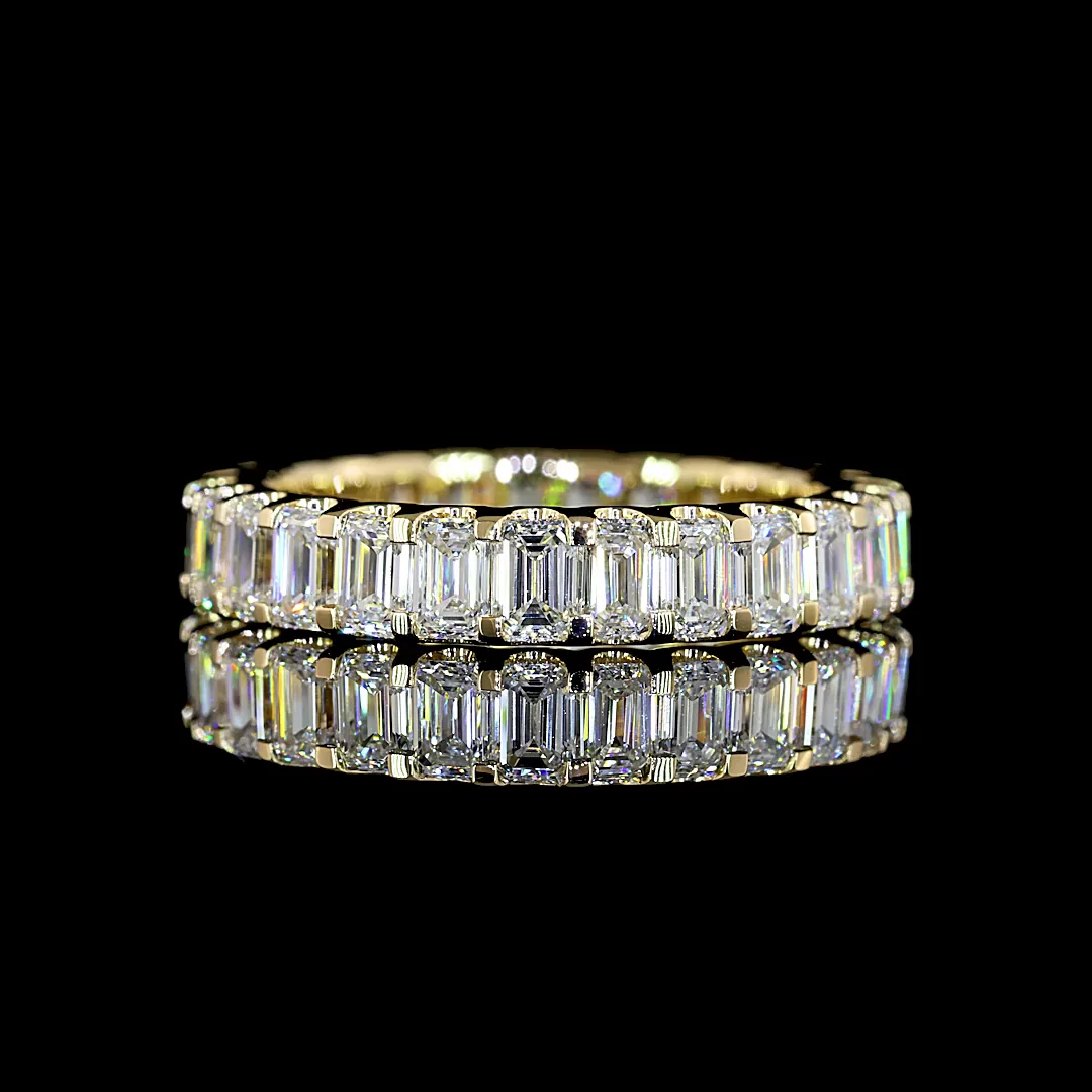 2.74 Cts 14k Yellow Gold Emerald Shape Half Eternity Eternity Band - Video