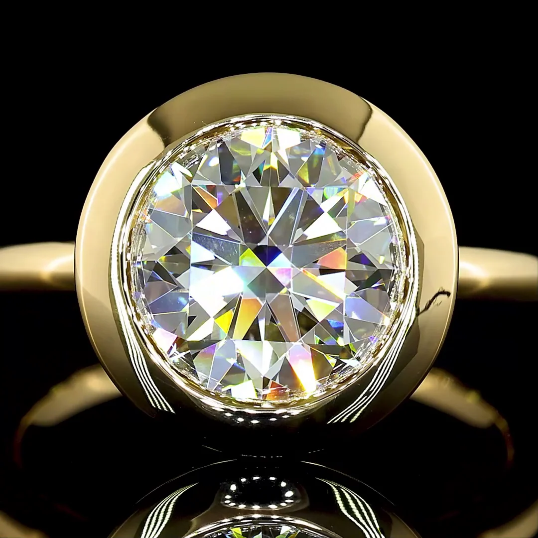 3.61 Cts 14k Yellow Gold Round Shape Hidden Halo Ring - Image 3