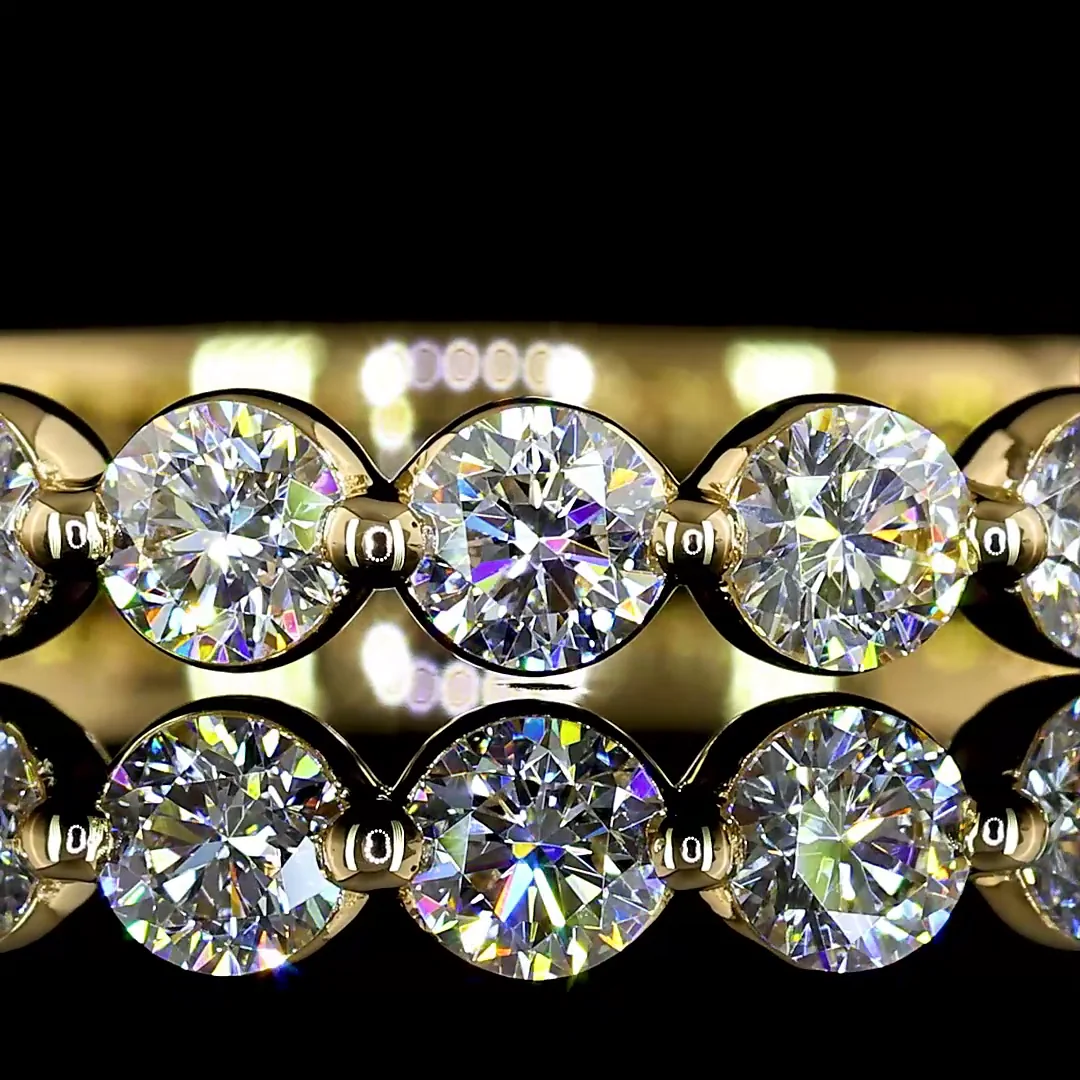 0.95 Cts 18k Yellow Gold Round Shape 3/4 Band Eternity Band - Image 3