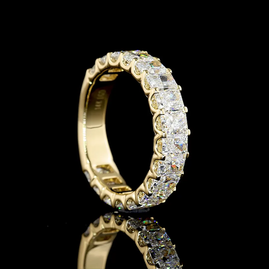 2.7 Cts 14k Yellow Gold Radiant Shape 3/4 Band Eternity Band - Image 2