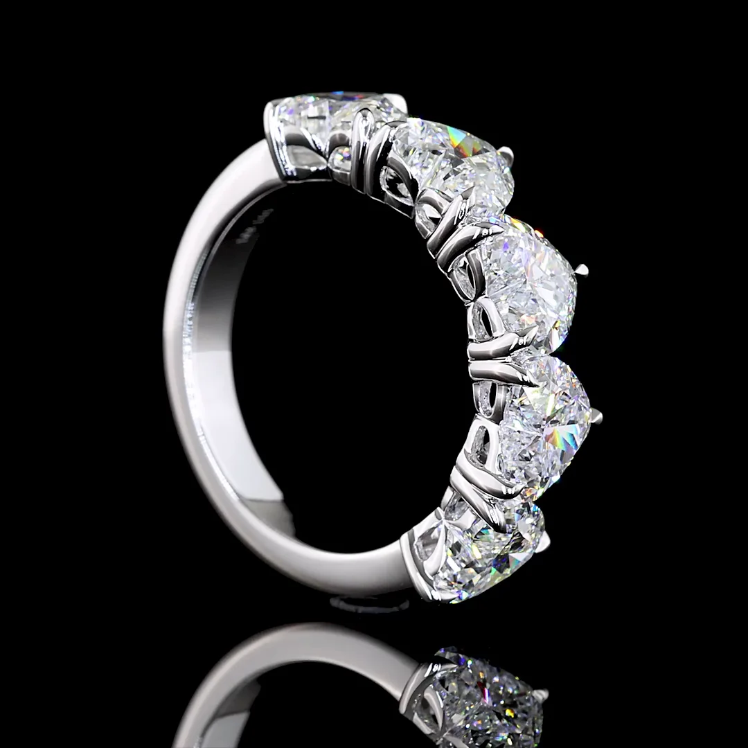4.06 Cts 14k White Gold Heart Shape 5 Stones Eternity Band - Image 2