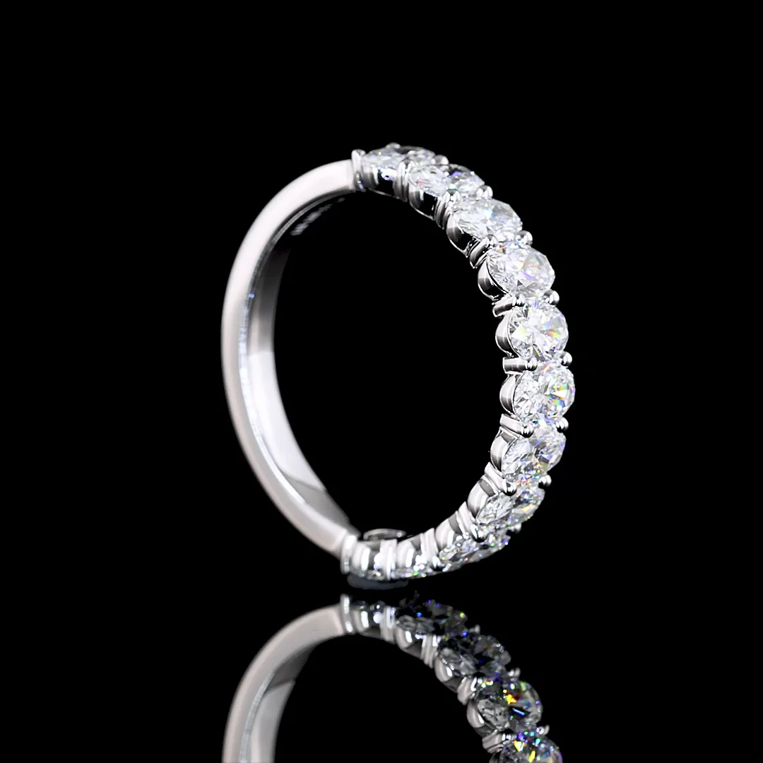 1.49 Cts 14k White Gold Oval Shape Half Eternity Eternity Band - Image 2