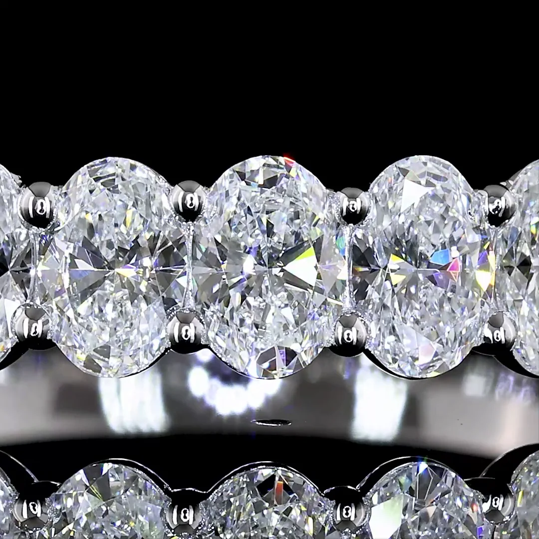 1.49 Cts 14k White Gold Oval Shape Half Eternity Eternity Band - Image 3