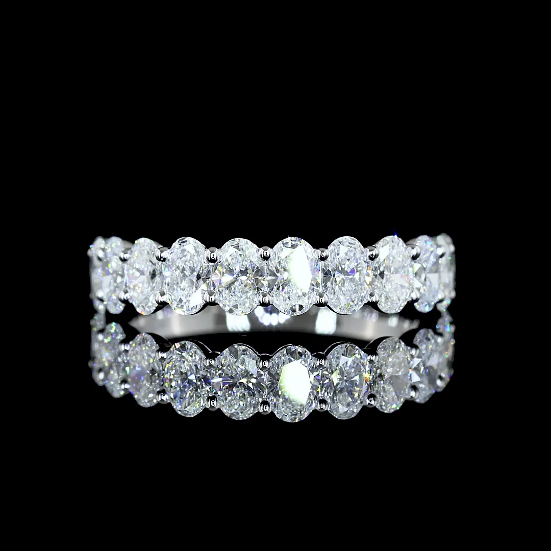 1.49 Cts 14k White Gold Oval Shape Half Eternity Eternity Band - Video