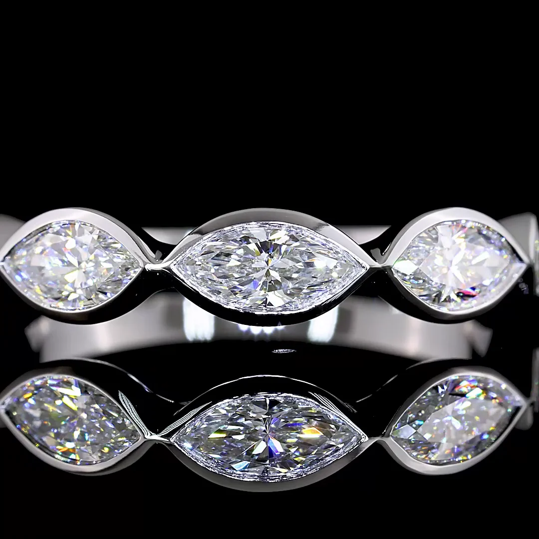 1.02 Cts 14k White Gold Marquise Shape 5 Stones Eternity Band - Image 3