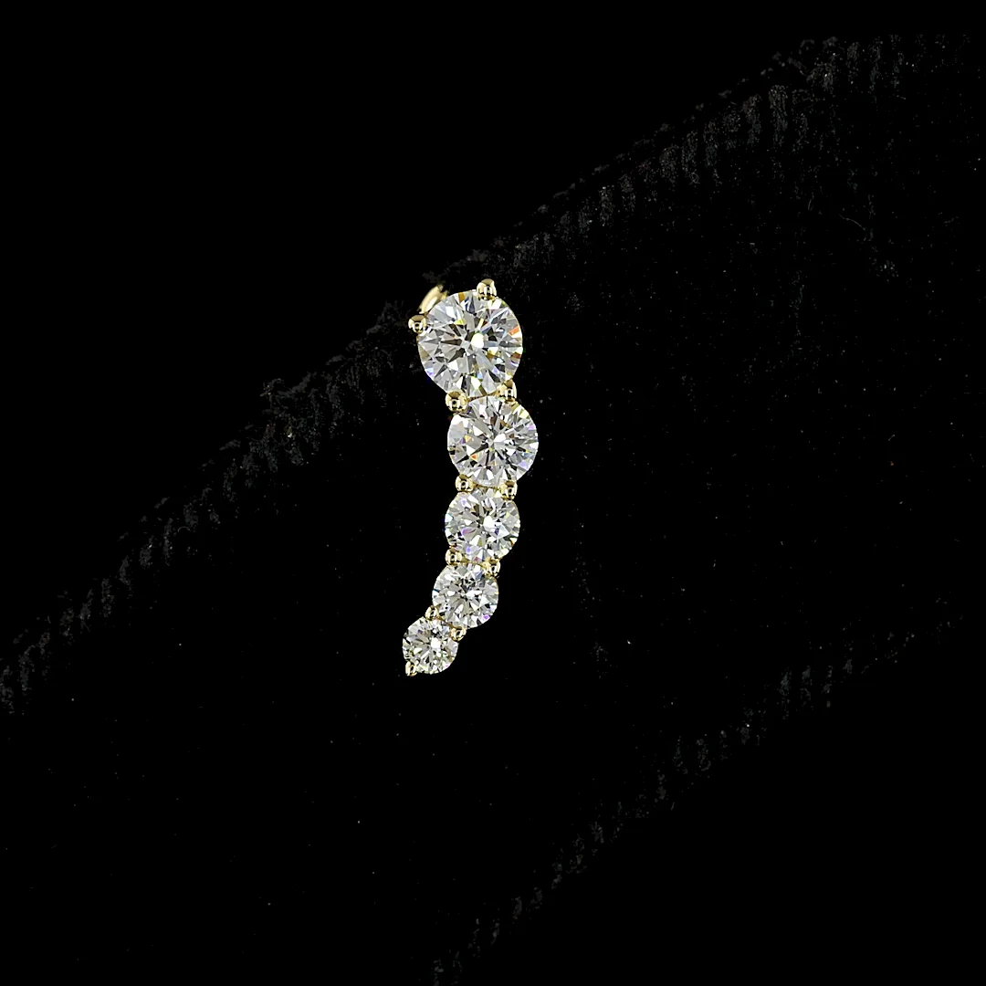 0.48 Cts 14k Yellow Gold Round Shape Crawler Earring - Image 3