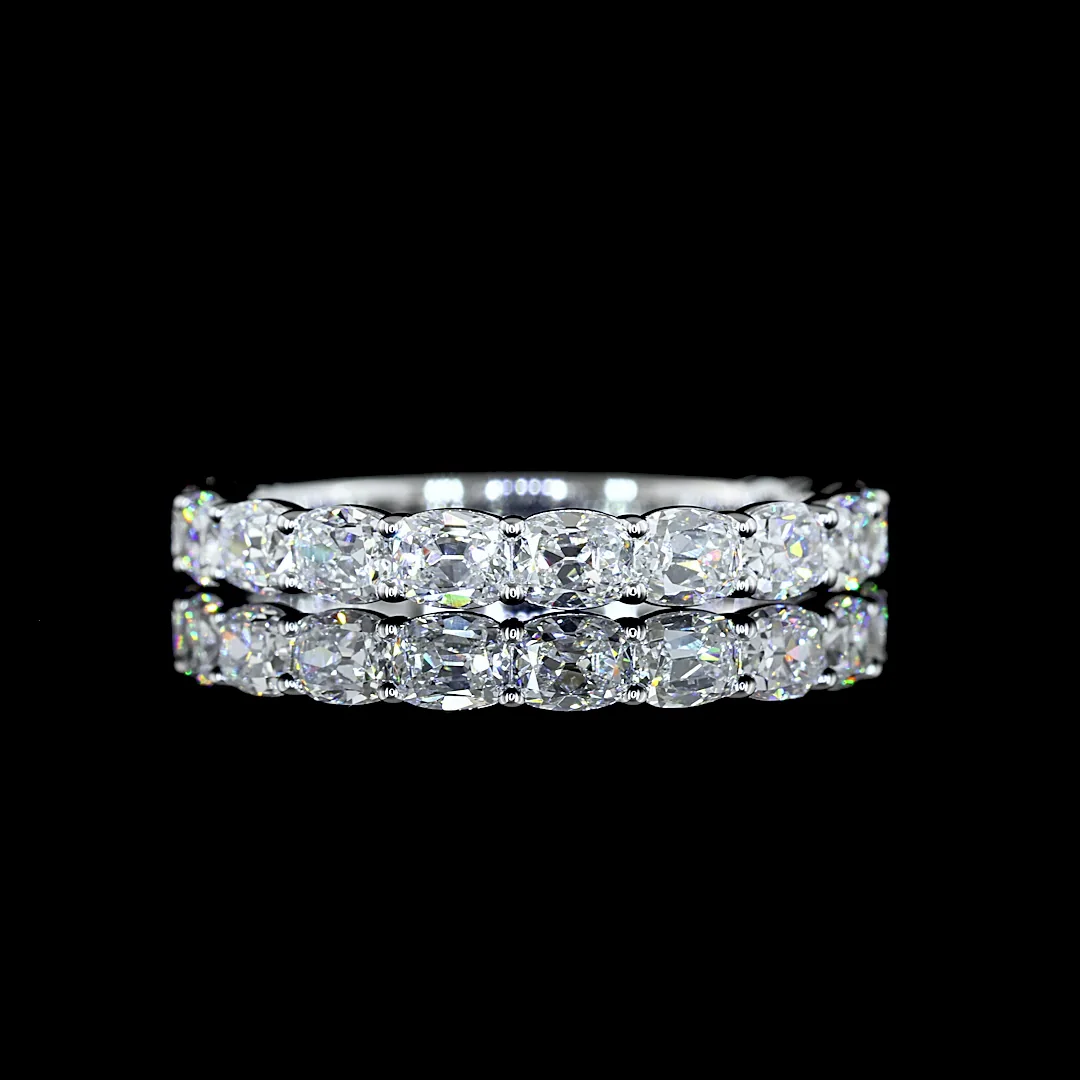 1.47 Cts 14k White Gold Antique Cushion Shape 3/4 Band Eternity Band - Video