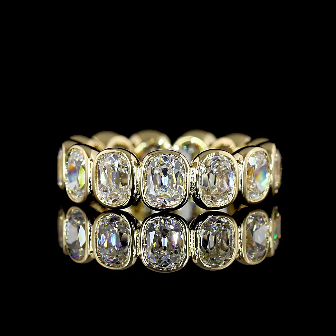 4.22 Cts 14k Yellow Gold Antique Cushion Shape Eternity Band Eternity Band - Video