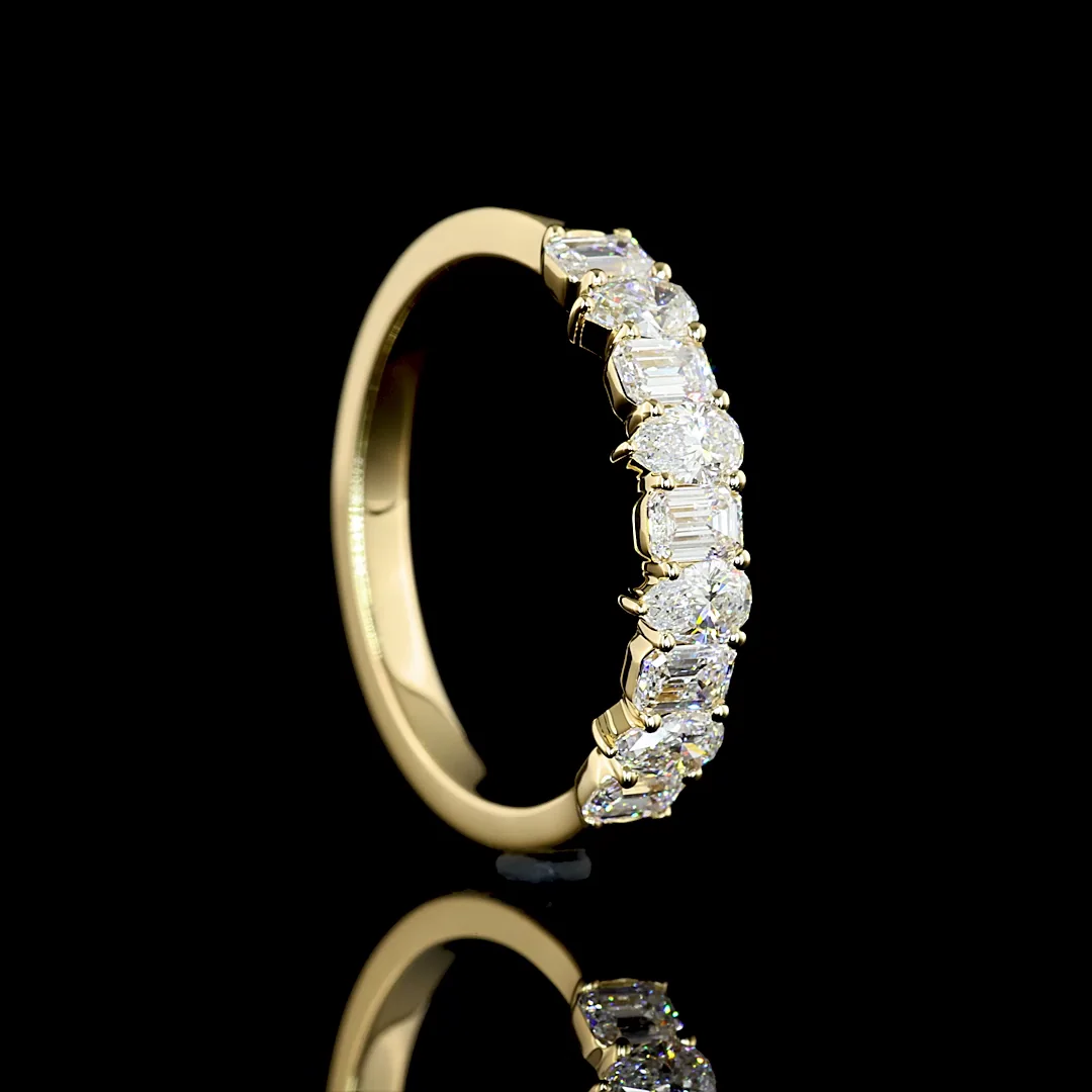 0.95 Cts 14k Yellow Gold Mix Shape 3/4 Band Eternity Band - Image 2