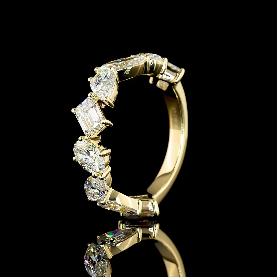 4.83 Cts 14k Yellow Gold Mix Shape 3/4 Band Eternity Band - Image 4