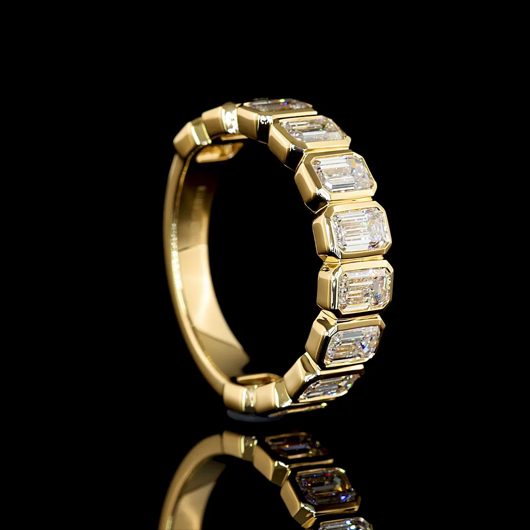 2.06 Cts 18k Yellow Gold Emerald Shape 3/4 Band Eternity Band - Image 2