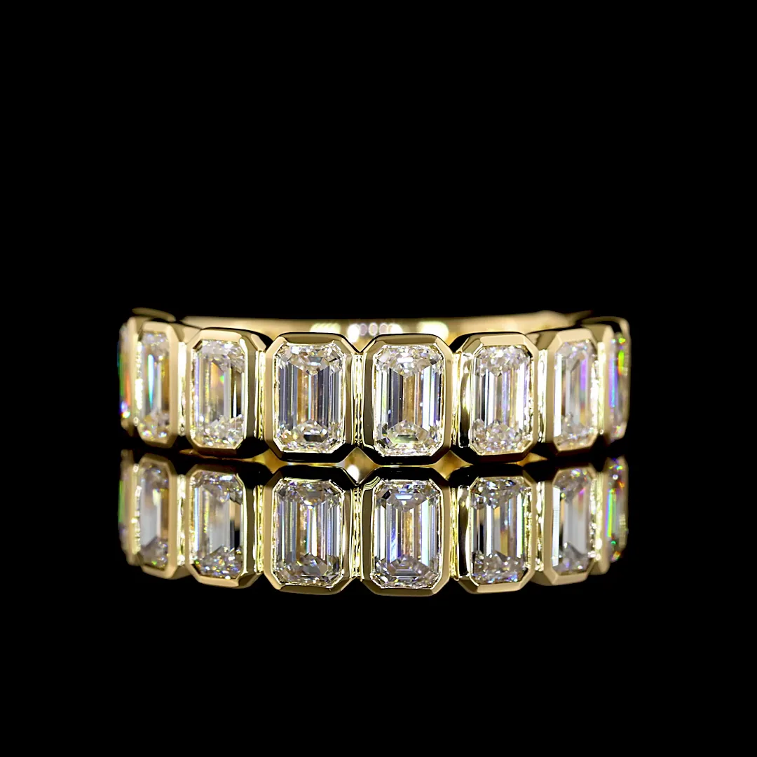 2.06 Cts 18k Yellow Gold Emerald Shape 3/4 Band Eternity Band - Video
