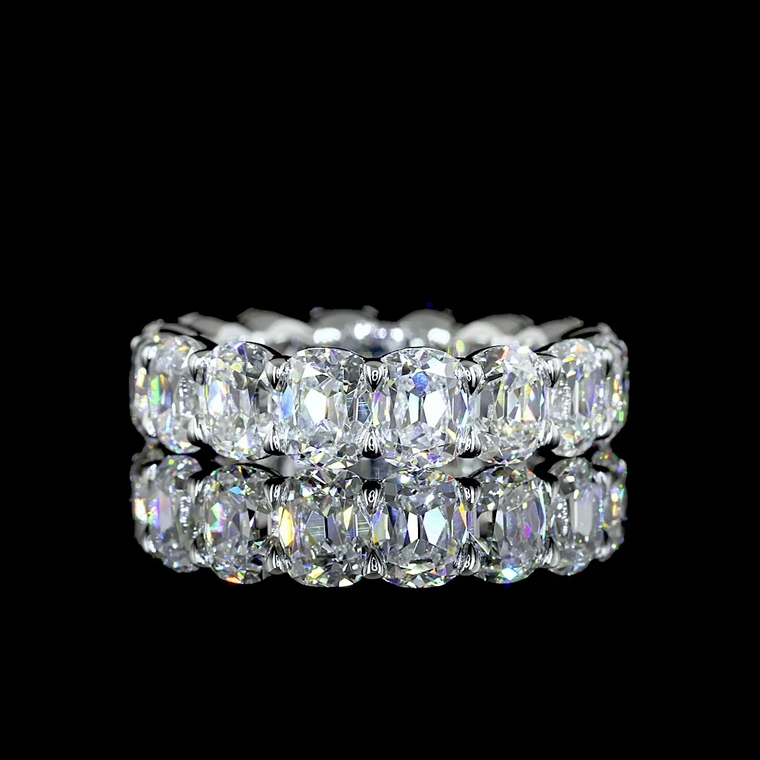 6.64 Cts Platinum Antique Cushion Shape Eternity Band Eternity Band - Video