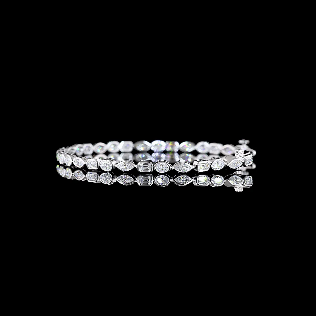 3 Cts 14k White Gold Mix Shape Tennis Bracelet - Image 3