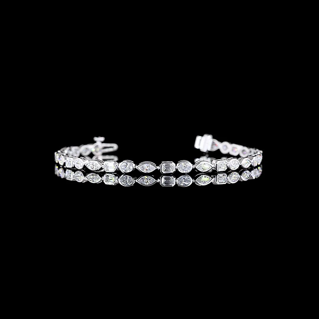 3 Cts 14k White Gold Mix Shape Tennis Bracelet - Video