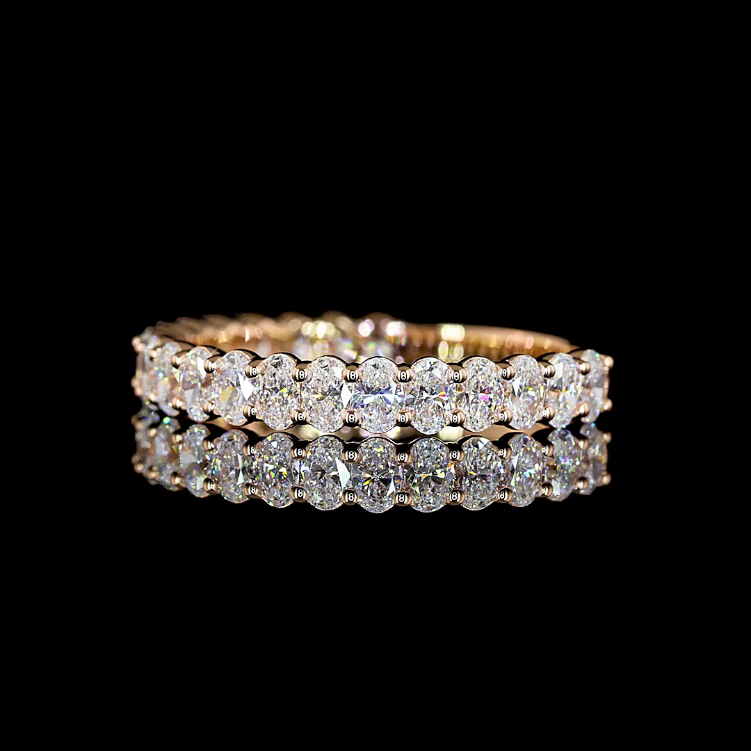1.2 Cts 14k Rose Gold Oval Shape 3/4 Band Eternity Band - Image 4