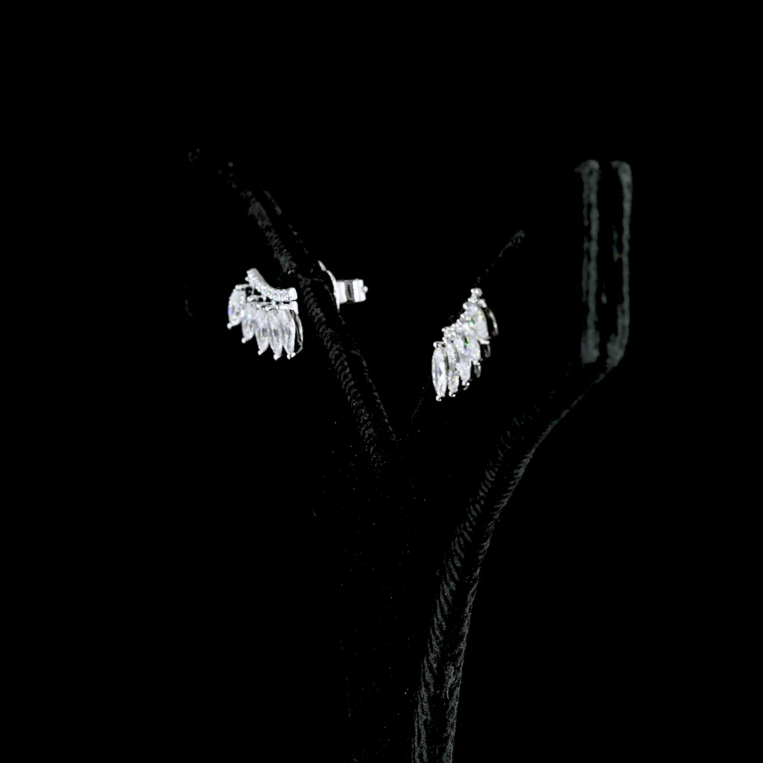 1.26 Cts 14k White Gold Marquise Shape Crawler Earring - Image 4