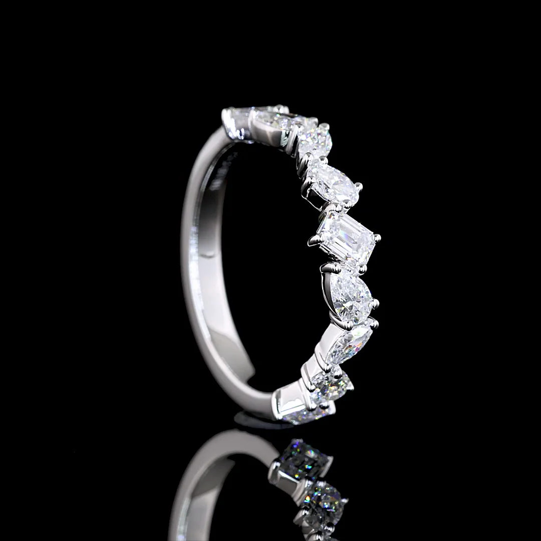 0.79 Cts 14k White Gold Mix Shape Half Eternity Eternity Band - Image 2