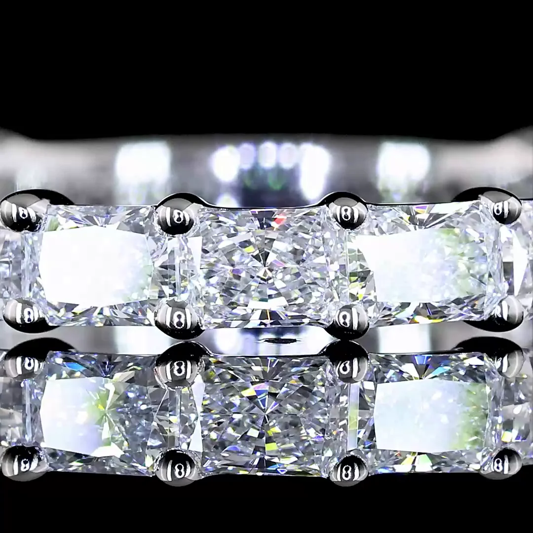 1.35 Cts 14k White Gold Radiant Shape 3/4 Band Eternity Band - Image 3