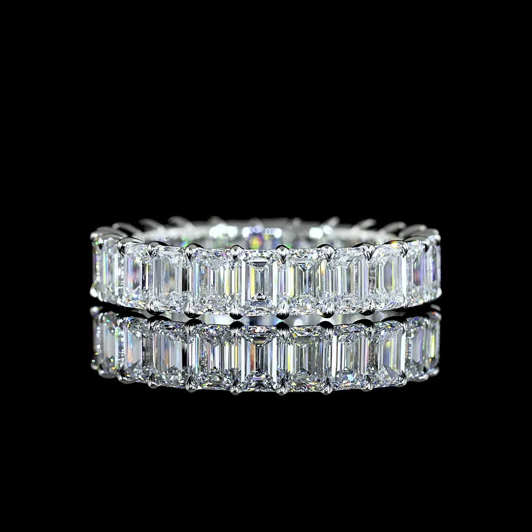 5.15 Cts Platinum Emerald Shape Eternity Band Eternity Band - Video