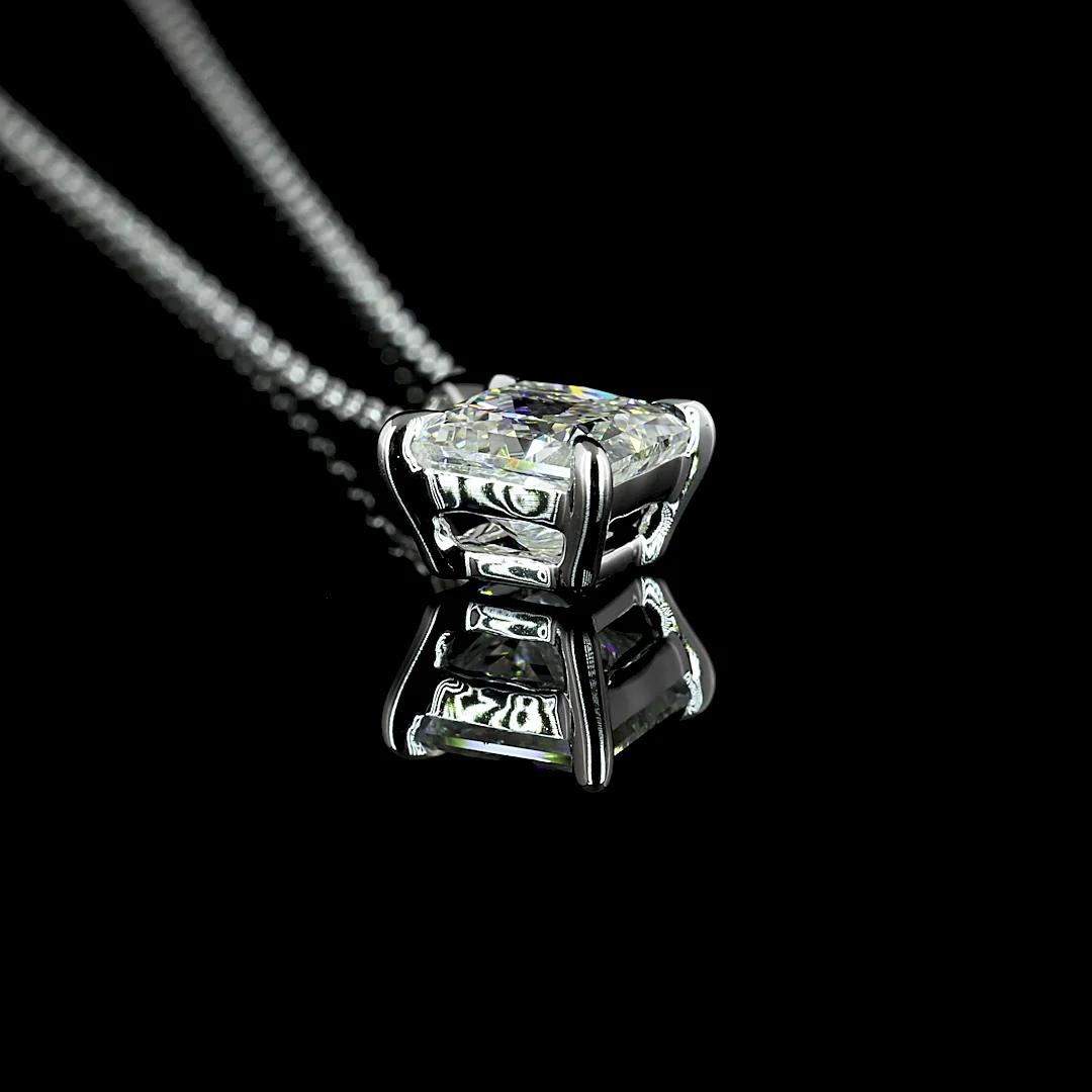 1.31 Cts 14k White Gold Princess Shape Solitaire Pendant - Image 2