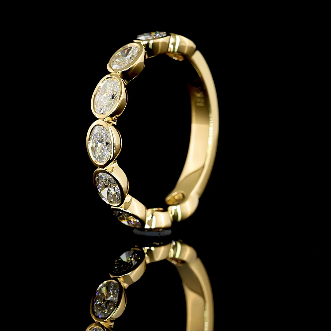 1.3 Cts 18k Yellow Gold Oval Shape 3/4 Band Eternity Band - Image 4