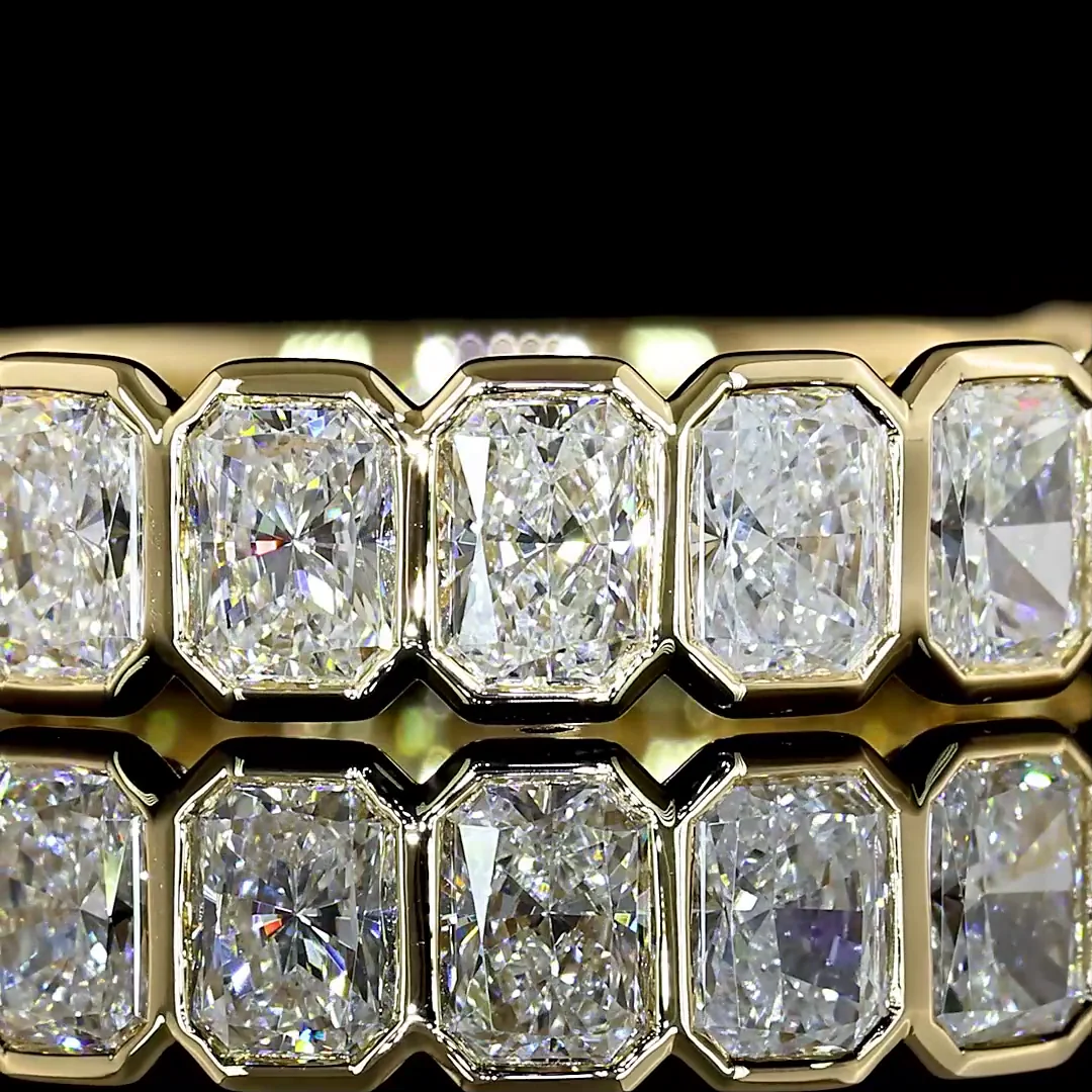 1.94 Cts 14k Yellow Gold Radiant Shape 3/4 Band Eternity Band - Image 3